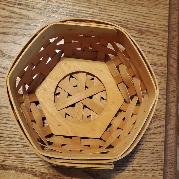 2003 Longaberger Sage Booking Basket Bundle With Liner, Protector & Wood Lid - Picture 7 of 9